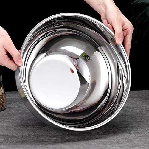 Large Mixing Bowl Stainless Steel Mixing Bowl with Nonslip Silicone Base Metal Mixing Bowl Baking Bowl Kitchen Cooking Preparing Bowl, 28cm