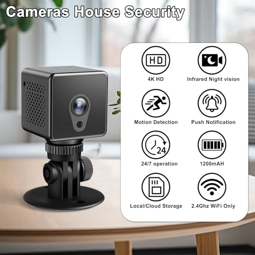 ESTABA 4K Hidden Spy Mini Camera, WIFI Wireless Security Cameras, Nanny House Security Tiny Cams, Long Battery Life, Night Vision Motion Detection, For Home Office Car Security Camera