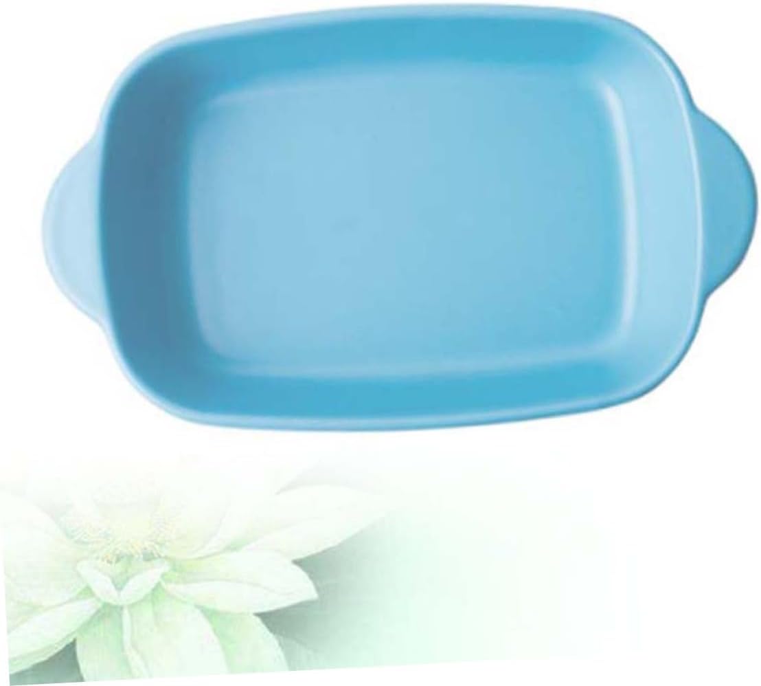 1pc Ceramic Baking Tray High Temperature Resistance Microwave and Oven Safe Bakeware for Pizza Lasagna Bread and More Compact Blue Design for Easy