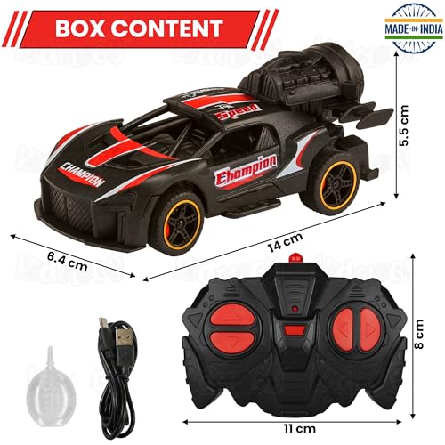 Image of Kidology RC Drift Car with Smoke Effect for Kids & Teens | 1:36 Remote Control Racing Car with LED Lights & Sound | High Speed Drift RC Car for Indoor Outdoor Play (Red)