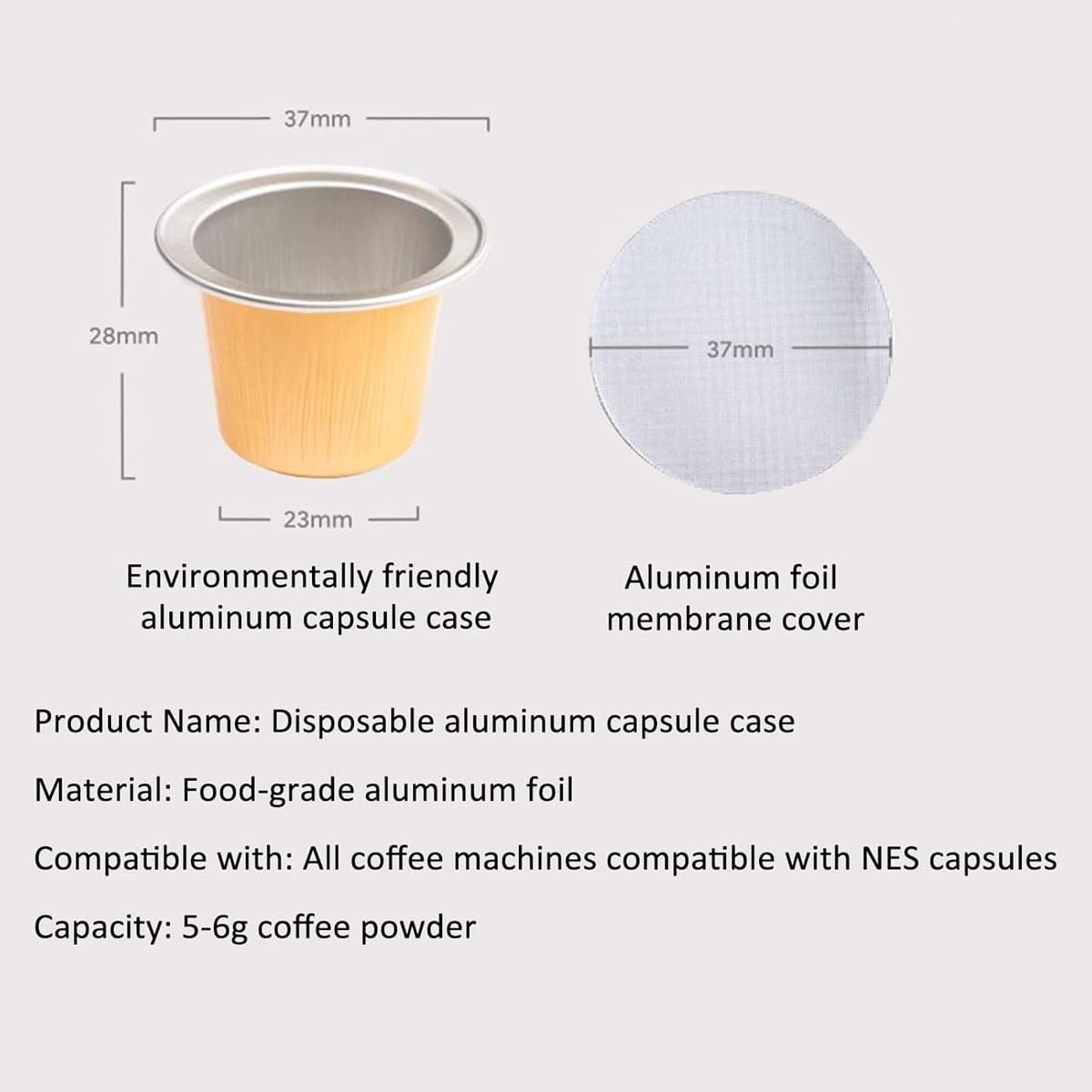 Maszyna do zamykania kapsułek kawy ze 100 aluminiowymi kubkami i foliami, pojemność 5-6 g, narzędzie do zamykania folii aluminiowej do domowego warzenia