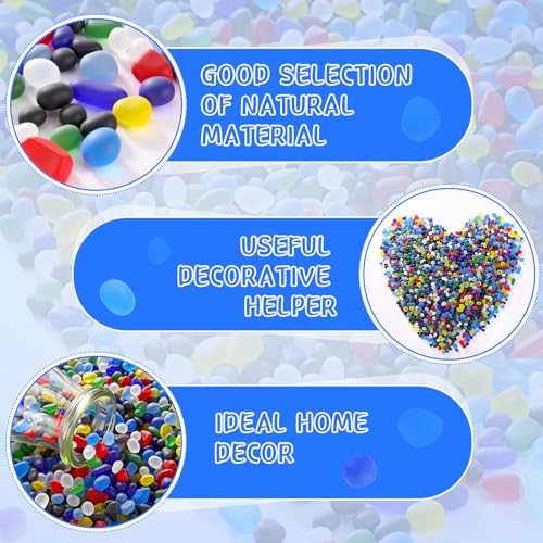 Acellegic Sea Glass Stones, 3.3LB Decorative Frosted Glass Pebbles Gemstones - Suitable for Aquarium Rocks, Fish Tank Gravel, Vase Fillers, DIY Crafts, and Home Decor (Colorful) — view 3