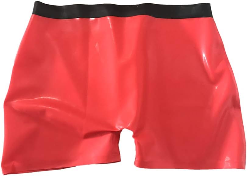 Latex Panties Mens Underwear Latex Rubber Low Cut Boxer Shorts Black Trim Brief