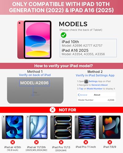 Image of typecase Folio Keyboard Case for iPad 10th Gen 10.9 inch (2022) and iPad 11th (A16, 2025), Magnetic Wireless Detachable Keyboard, 7-Color Backlight, Thin & Light, Pencil Holder - Glitter Blush