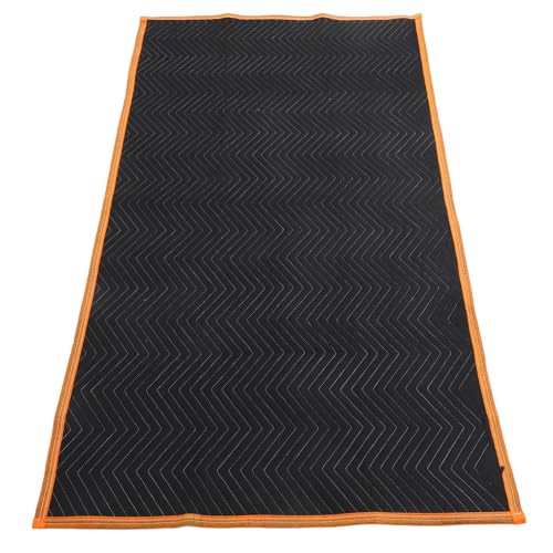 FONDOTIN Manta de Mudanza Acolchada Negra con Borde Naranja Manta Protectora Gruesa y Ligera para Embalaje y Transporte de Muebles y Amortiguadora para Mudanzas y Envíos
