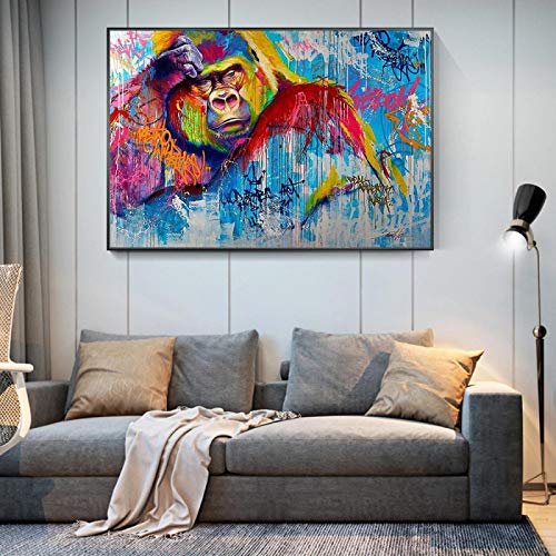 Singe gorille graffiti toile abstraite colorée art vibrant - 2