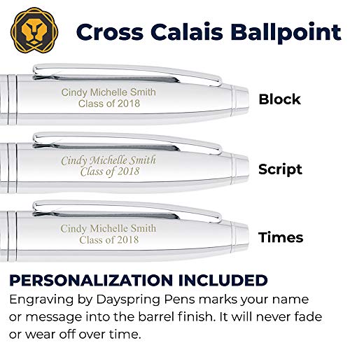 Dayspring Pens Personalized Cross Pen | Engraved Cross Calais Ballpoint Pen - Chrome. 2 Lines Of Engraving Included. Customized Graduation Pen, Or Gift For Men Or Women. #TOP1