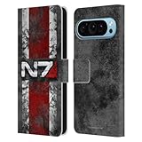 Head Case Designs Officially Licensed EA Bioware Mass Effect N7 Logo Distressed Graphics Leather Book Wallet Case Cover Compatible with Google Pixel 9 / Pixel 9 Pro