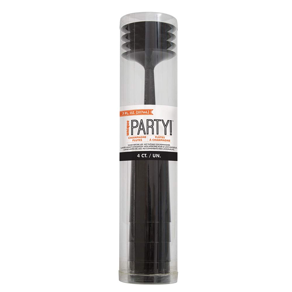 Plastic Champagne Flutes, Black, 4 Count (Pack of 1) - Image 2