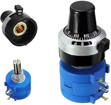 1K Ohm Resistor 10 Turn Potentiometer 2W Wirewound Multi-Turn Adjustable Precision Potentiometer with 10 Turn Counting Dial Rotary Knob 6mm Shaft (1K Ohm)