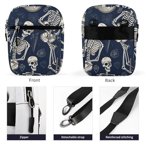 Satchel Tote Bag Messenger Bag Skull And Guitar Printed Mini Sling Bag Purse Suitable for Work Travel3