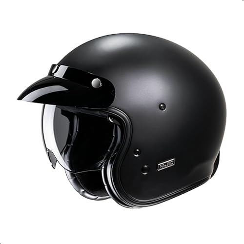 Miniatura 2 de HJC V31 Casco de motocicleta de cara abierta sólida con visera IS-10, aprobado por DOT (negro semi plano, XL)