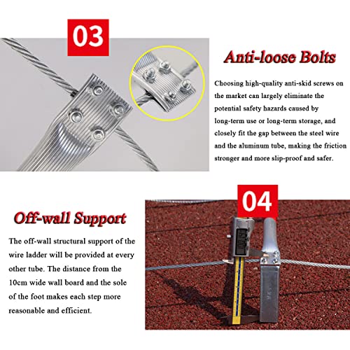 Toojun Fire Escape Ladder Adult Household Fire-Resistant High-Altitude Rescue Engineering Climbing Ladder Aluminum Alloy With Safety Harness,8M/26.2Ft #TOP5