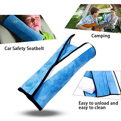 2PC Blue Seat Belt Pillow for Kids, Baby Seatbelt Pillow, Carseat Pillow Protector for Toddler Travel, Kids Travel Seat Belt Pillow, Seatbelt Strap Covers for Child Infant
