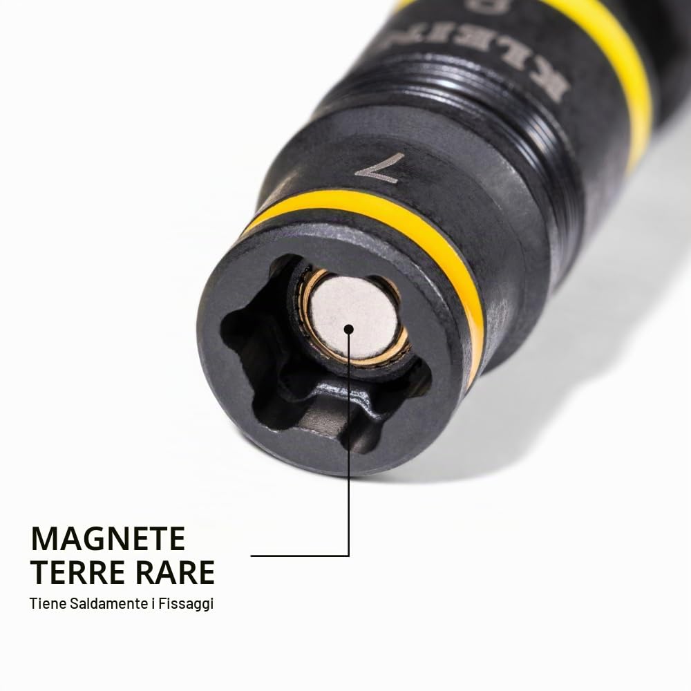 Klein Tools 32933M | Set di bussole impact 6 in 1 metriche | Misure 7 8 10 12 13 14 mm | Utensile professionale per avvitatori a impulsi