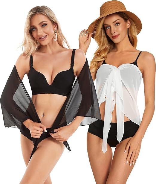 Tarini 2 Pieces Women Beach Sarong Bathing Suit Wrap Skirt Sheer Bikini Swimsuit Cover Ups for Swimwear 1