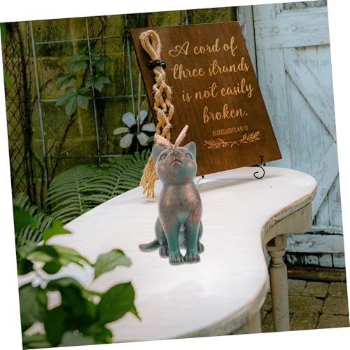 Figurine chat résine résistante pour décoration extérieure durable