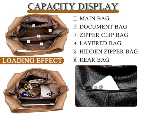 PU Leather Crossbody Tote Bag For Women Big Capacity Handbag Slouchy Tote Purses Shoulder Bag for Travel Work Party.3