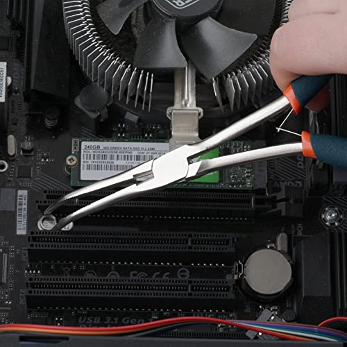 LEONTOOL Long Reach Bent Needle Nose Pliers 7 Inches with Serrated Jaw Long Handle Needle Nose Pliers with Wire Cutter Working in Tight Spaces Beading Jewelry Making Handicraft - Image 3