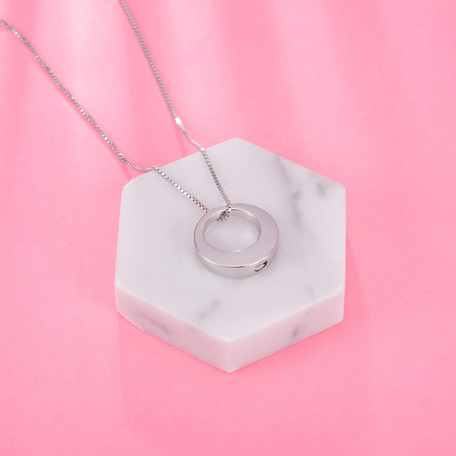 Jinlou Circle of Life Urn Necklace for Ashes - 925 Sterling Silver Always in My Heart Sterling Silver Cremation Urns Pendant Eternity Memorial Necklaces for Women - Image 4