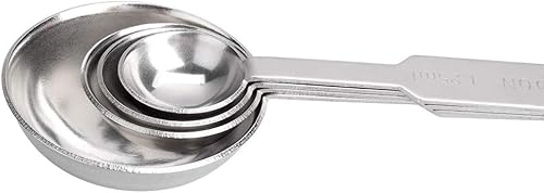 Miniatura 5 de Juego de 4 cucharas medidoras, juego de cucharas de metal de acero inoxidable de alta calidad, cucharada y cucharadita, para medir con precisión