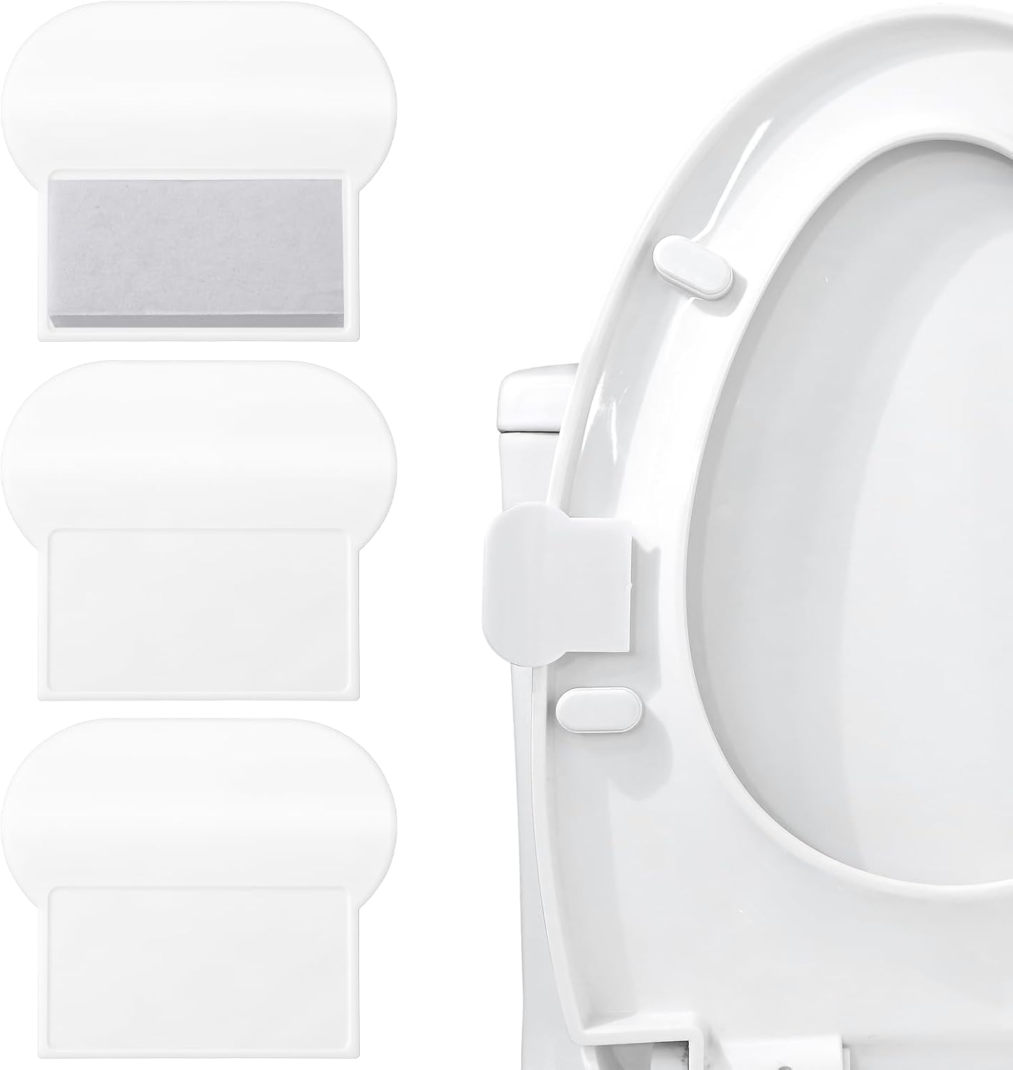 3Pcs Self Adhesive Toilet Lid Lifter, Toilet Seat Lifter Tabs, Avoid Touching Toilet Seat Lifters Handle for Office, Home Bathroom, Hotel, School (White)