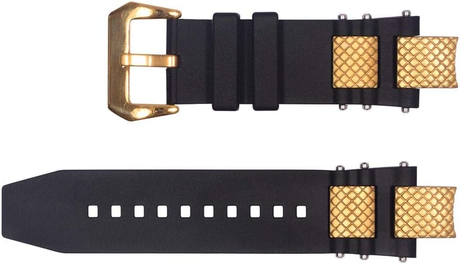Vicdasonfor Invicta Subaqua Noma III Watch Bands Replacement Strap with Bukcle and Golden Metal Inserts - Black Rubber Silicone Invicta Watch Strap