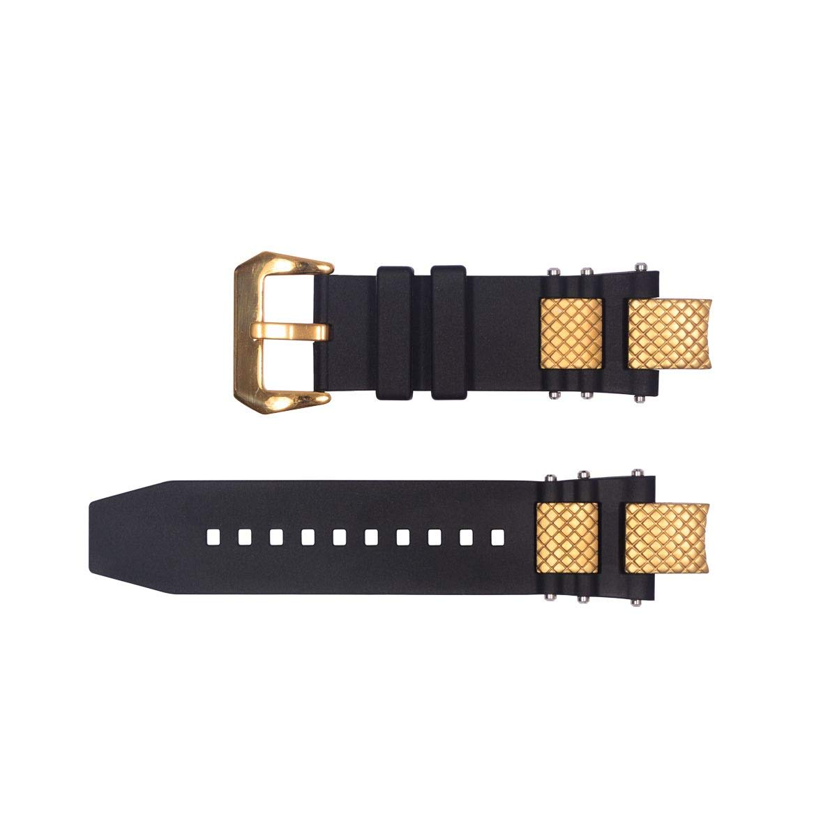 Vicdasonfor Invicta Subaqua Noma III Watch Bands Replacement Strap with Bukcle and Golden Metal Inserts - Black Rubber Silicone Invicta Watch Strap