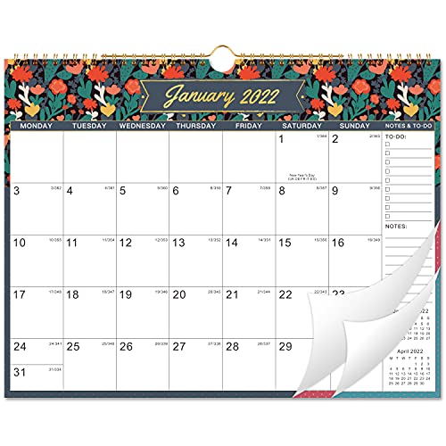 Calendario 2022 – 2023, 18 meses, calendario familiar con semana, julio 2021 – diciembre 2022, 37,6 x 29 cm, bolsillo trasero, encuadernado con alambre, papel grueso para organizar y planificar