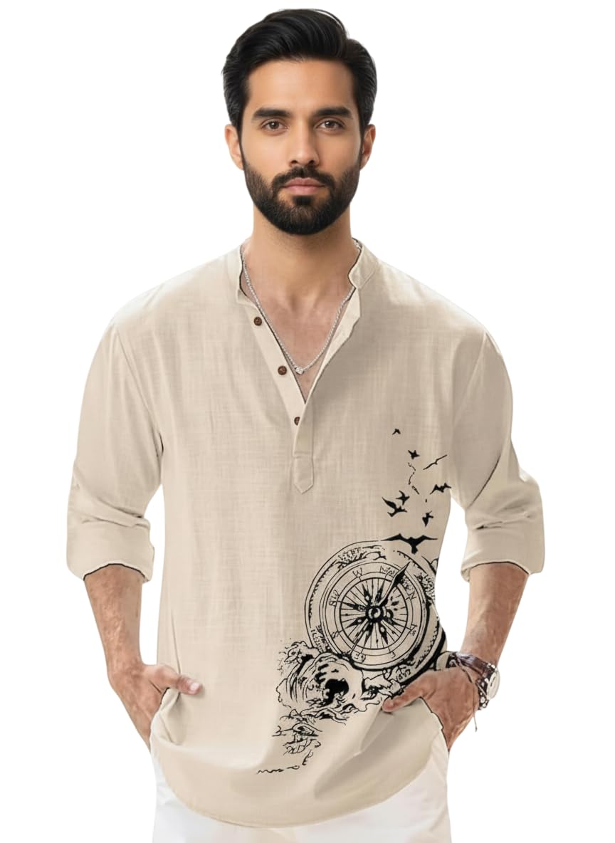 amazon brand - inkast Men's Cotton Blend Mandarin Collar Regular Fit Full Sleeve Casual Short Kurta-picture-15