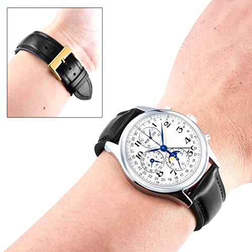 Image of BINLUN Leather Watch Band 14mm 16mm 18mm 19mm 20mm 21mm 22mm Quick Release Premium Oil Wax Leather and Breathable Silicone Hybrid Watch Bands Replacement Strap for Men Women