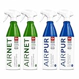 Bilake Pack AIRNET + AIRPUR – Limpiador Aire Acondicionado. Elimina Bacterias, Hongos y Malos Olores. Limpieza Profunda Split, Filtros y Evaporador. Spray 750ml ud. (2 AIRNET + 2 AIRPUR)