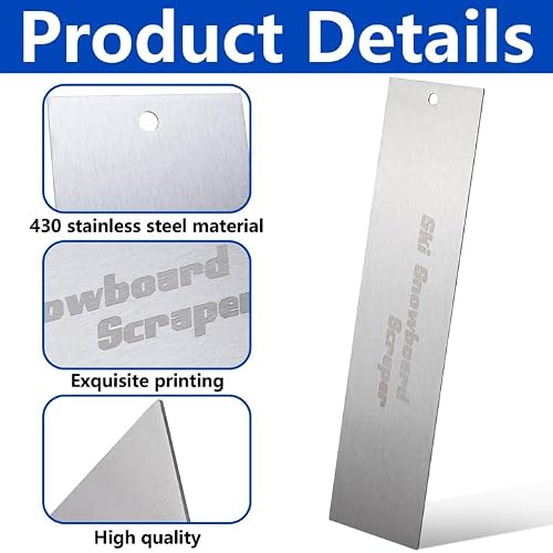 Shupakul 2 Pcs Stainless Steel Ski Scrapers, Snowboard Scraper Repair Tool, Ski Snowboard Scraper for Base Maintenance and Smoothing