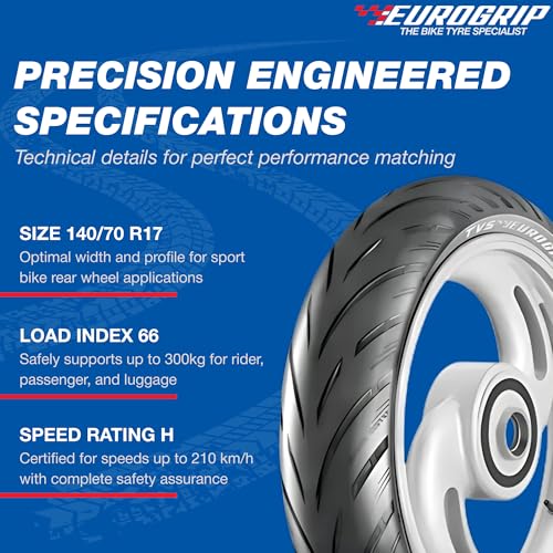 Image of EUROGRIP - THE BIKE TYRE SPECIALIST-Protorq Extreme 140 /70 R17 66H Radial Tubeless Tyre for Two Wheeler (Rear Wheel)-Enhanced Braking, Superior Traction for High-Performance Sports Bikes /Motorcycle