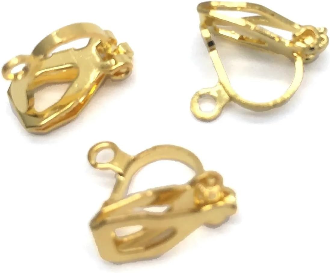 Clip On Earring Backs 200 Pieces Clip-on Earring Converter Findings for No Pierced Ears, Making Accessories Gold and Silver Plated(Kc Gold)