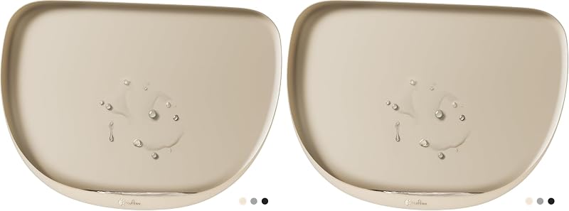 Tapete de Silicone para Comedouro e Bebedouro de Gatos DownyPaws, Impermeável e Antiderrapante, Almond, Pacote com 2