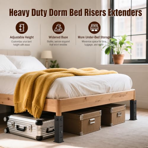 Heavy Duty Dorm Bed Risers, Adjustable Bed Leg Extenders, 4/6/8/10/12 inch by YUEYIN - Used condition - Image 2