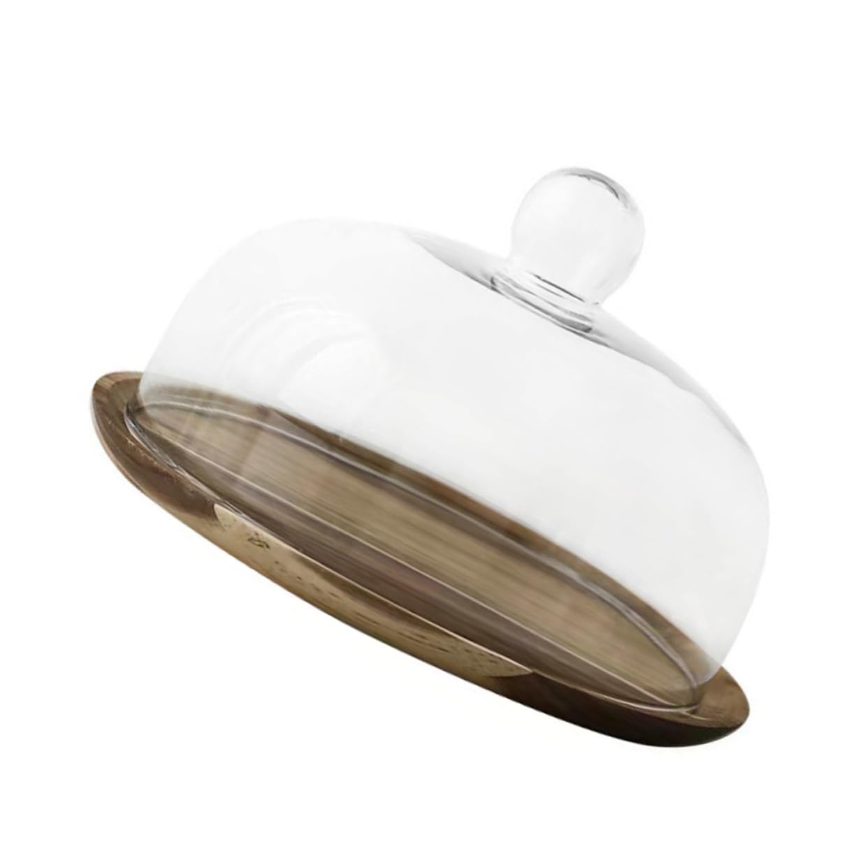 GALPADA Cupola in Vetro Display Raffinato e Funzionale per Torta Alzata in Legno Vassoio Elegante per Dessert e Snack, per Feste e Compleanni