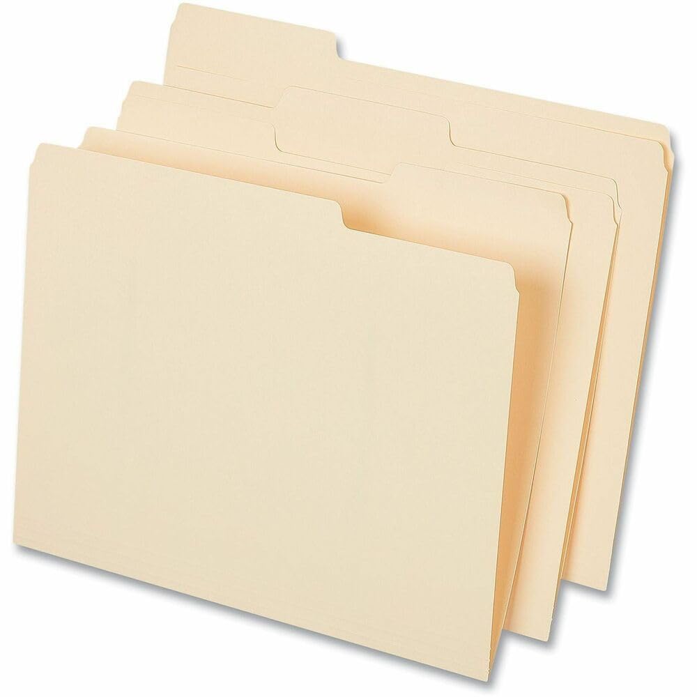 Universal top tab File folders, 1/3-cut tabs: Assorted, Letter Size, 0.75" Expansion, Manila, 50/Box
