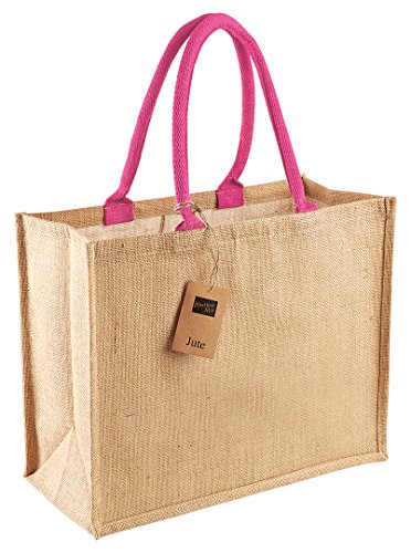 Westford Mill WM407 Jute Classic Shopper Bag - Pink, One Size
