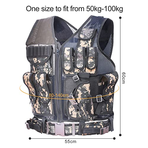 Lixada Sports Vest Adjustable Molle Vest Breathable Training Vest Mens Outdoor Hunting Utility Fishing Vest with Multi Pocket