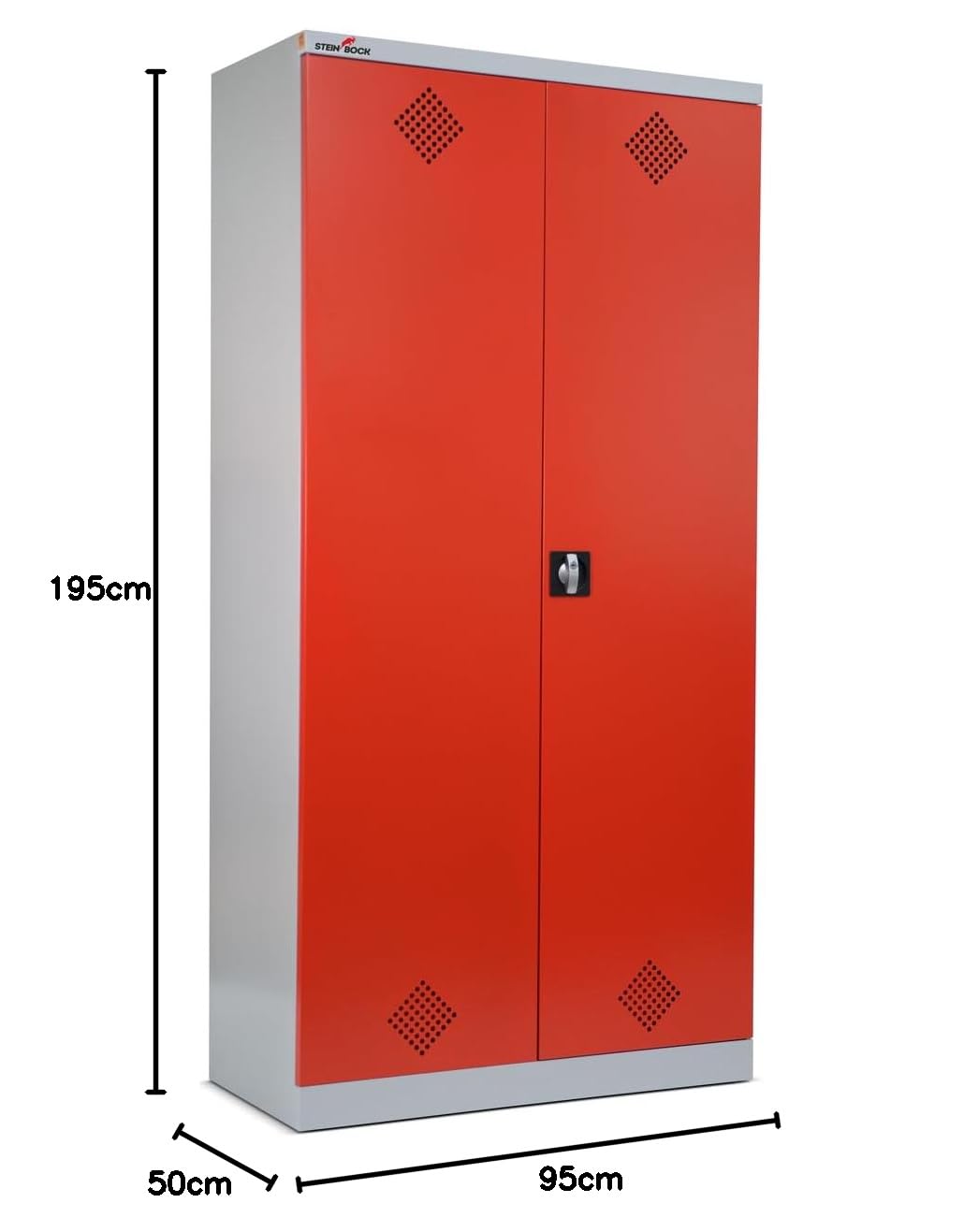 Steinbock Ölschrank aus Stahlblech | HxBxT 195 x 95 x 50 cm | 3 höhenverstellbare Gitterrostböden | 60 kg Boden Tragkraft | 1 Auffangwanne | abschließbar | Gefahrstoffschrank | Umweltschrank