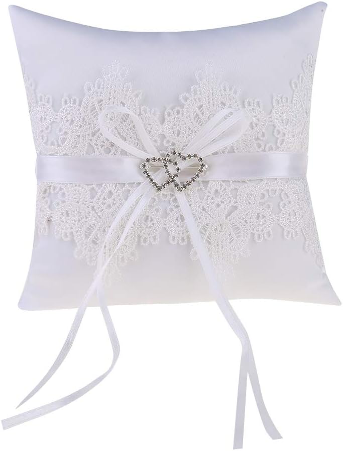 Lace Pearl Wedding Ring Pillow Ivory Cushion Bearer for Beach Wedding Pillow Ring Pillow Embroidered
