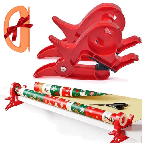3 Stück Geschenkpapier Schneider, Klemmlösung, integrierter Klebebandabroller zur Sicherung Ihrer Geschenkpapierrolle und Klebeband für einfacheres Verpacken von Geschenken