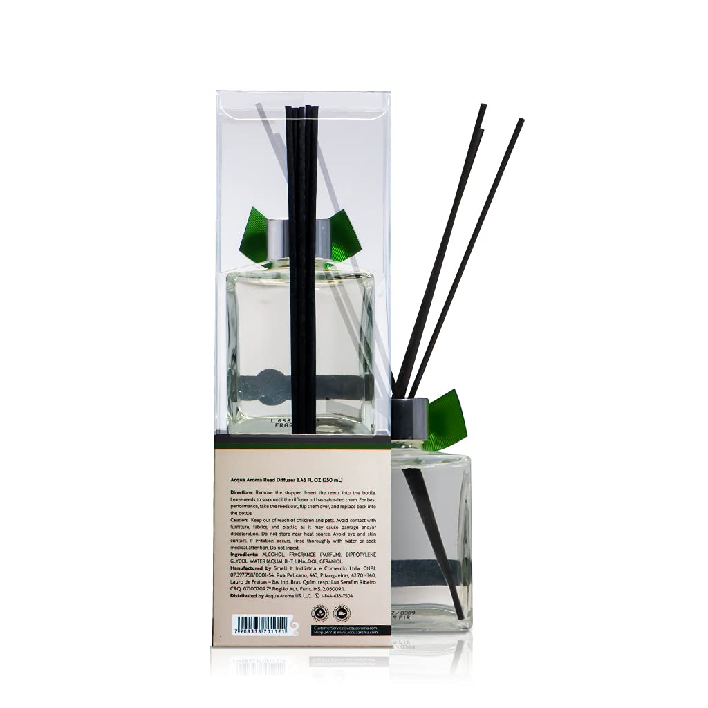 Acqua Aroma Fraser Fir Reed Oil Diffuser 8.45 FL OZ (250ml) Contain Essential Oils. Christmas Scent Handcrafted