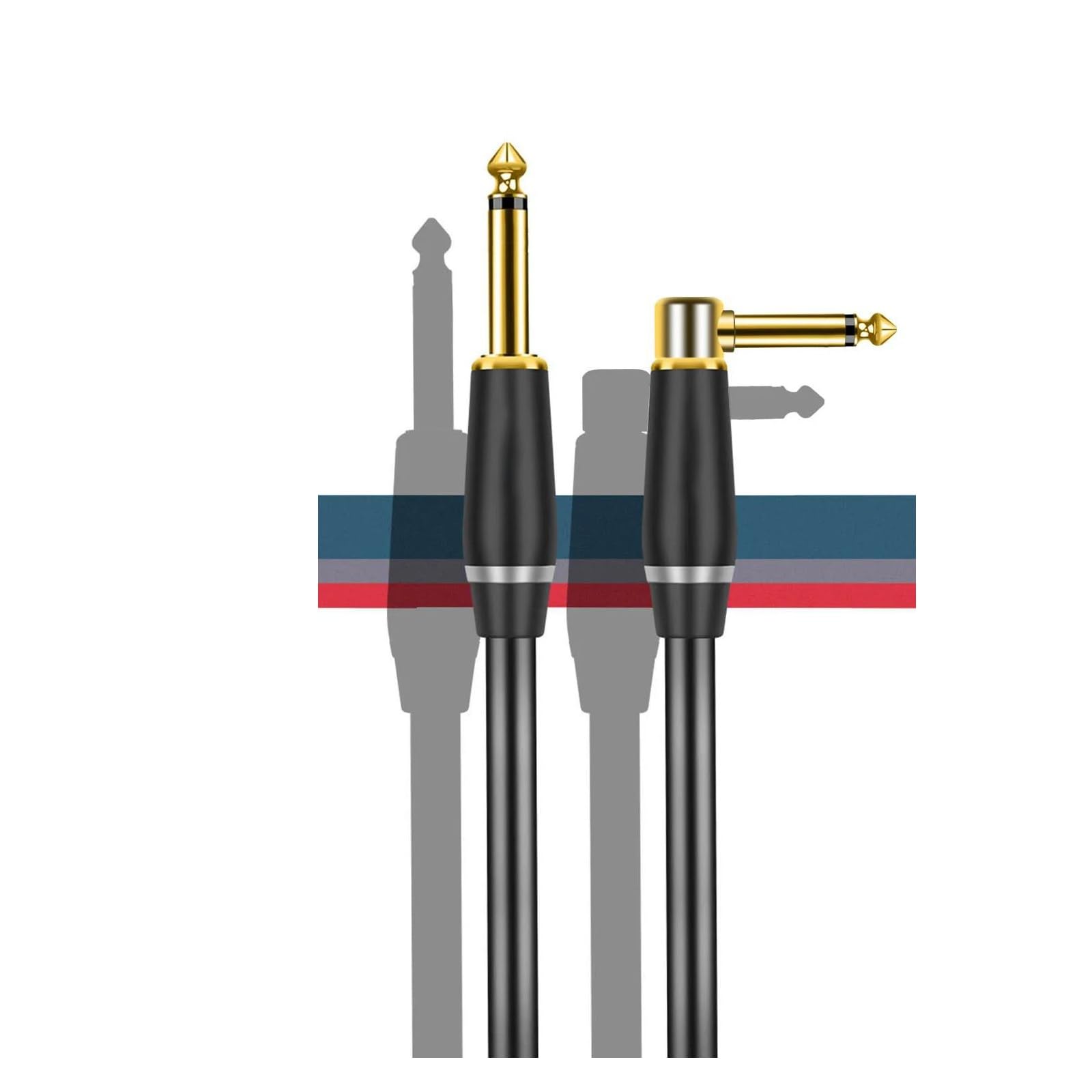 Cable de guitarra Cable de guitarra de 6,5 mm en ángulo recto a cable de instrumento recto(1m)