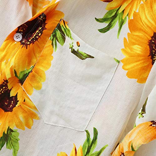 Gdjgta Men's Hawaiian Shirt Casual Colorful Sunflower Print T-Shirt Buttons Lapel Top Short Sleeve Tee Loose Blouse #TOP5