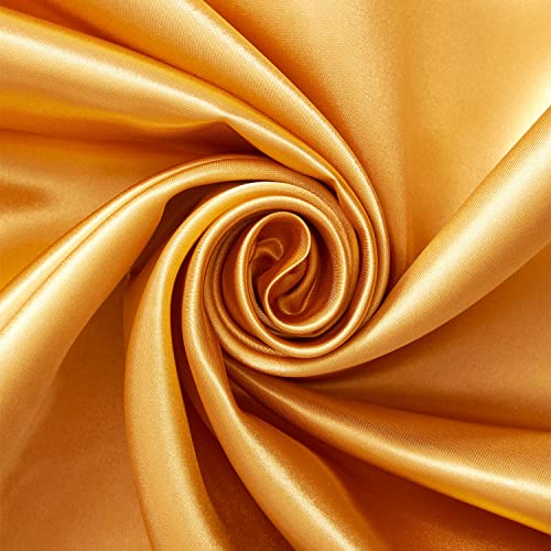 Polyester Charmeuse Satin 95 GSM Lightweight 58/60 Inch Silky Fabric by The Yard for Sewing Apparel, Accessories, & Décor - Gold (1 Yard)
