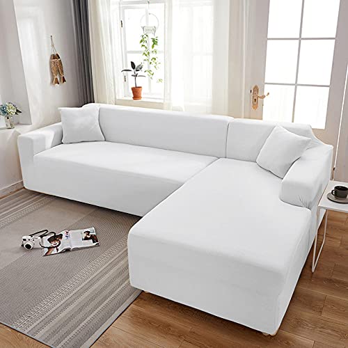 Housse de canapé de couleur grise extensible pour canapé d'angle en L - 2