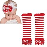 Elesa Miracle Cozy Soft Baby Toddler Leg Warmers and Headband Set (Christmas A)
